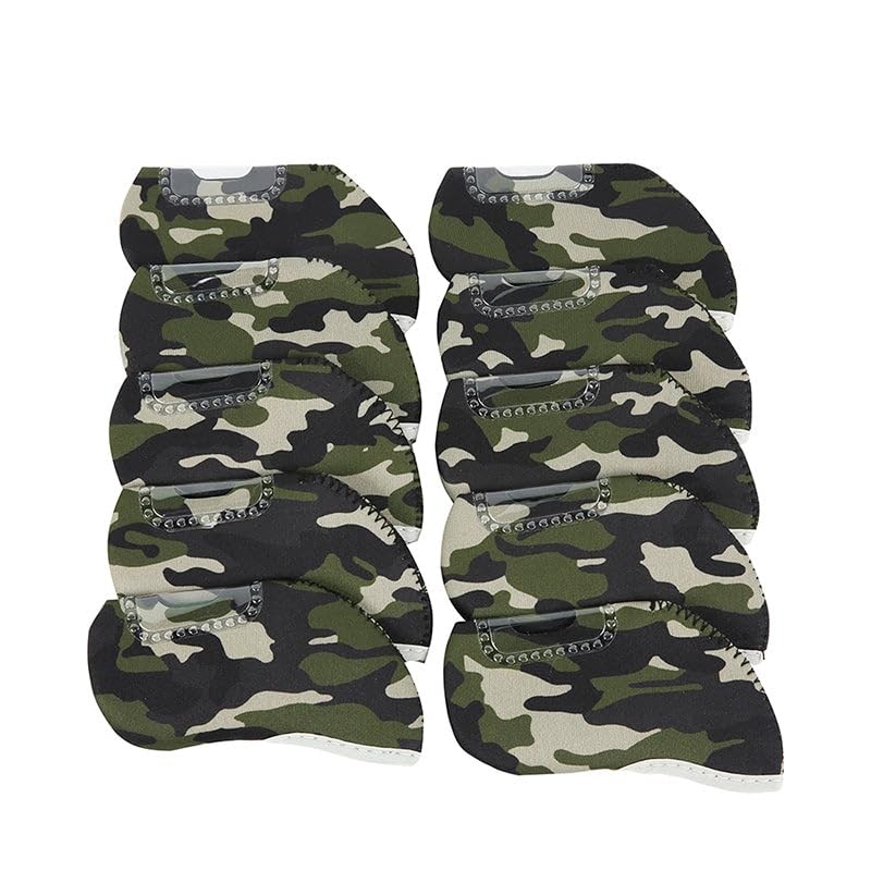 Golf Club Iron Head Covers 10 Piece Set Camouflage Green