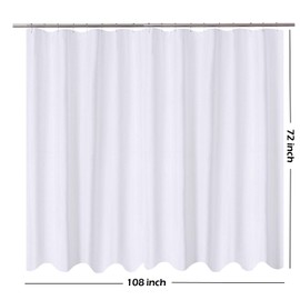 N&Y HOME Extra Wide Shower Curtain Liner Fabric 108 x 72 inches, Hotel Quality, Machine Washable, Water Repellent, White Spa Bathroom Curtains with Grommets, 108x72