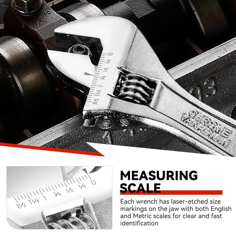 Auto Dynasty 12" Adjustable Wrenches Automotive Repair Tools with Rubber