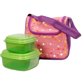 Fit n Fresh 6 Pc Morgan Chiller Lunch Box Bag  Reusable Containers Ice Pack Pink