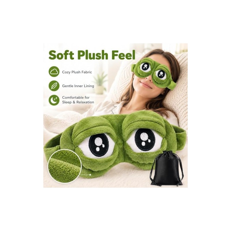 3D Frog Sleep Mask, Funny Frog Eye Mask for Sleeping,