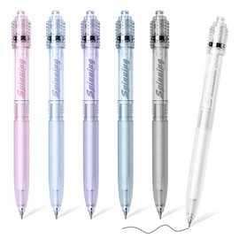 BAYTORY 6 Pcs Gel Pens, 0.5mm Retractable Black Ink Fine Point Pen, Smooth Writing Quick Dry Ink Pens for School Office Home (Light Color)