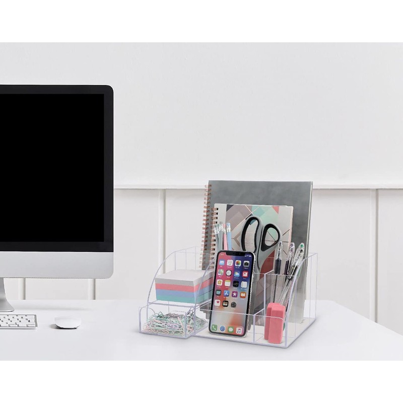 My Space Organizers Clear Acrylic Desk Oganizer, 9 Compartments, Office