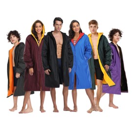 Adoretex Unisex Swim Parka Water Resistant Warm Coat Water Sports Swim Parka for Adults & Kids-PK005-Red/Black-AXXL