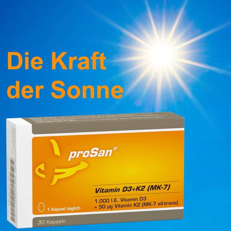 proSan Vitamin D3+K2 [MK-7] 30 Capsules | High Dose |