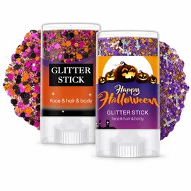 Halloween Glitter Stick Duo, Orange Pink and Purple Gold