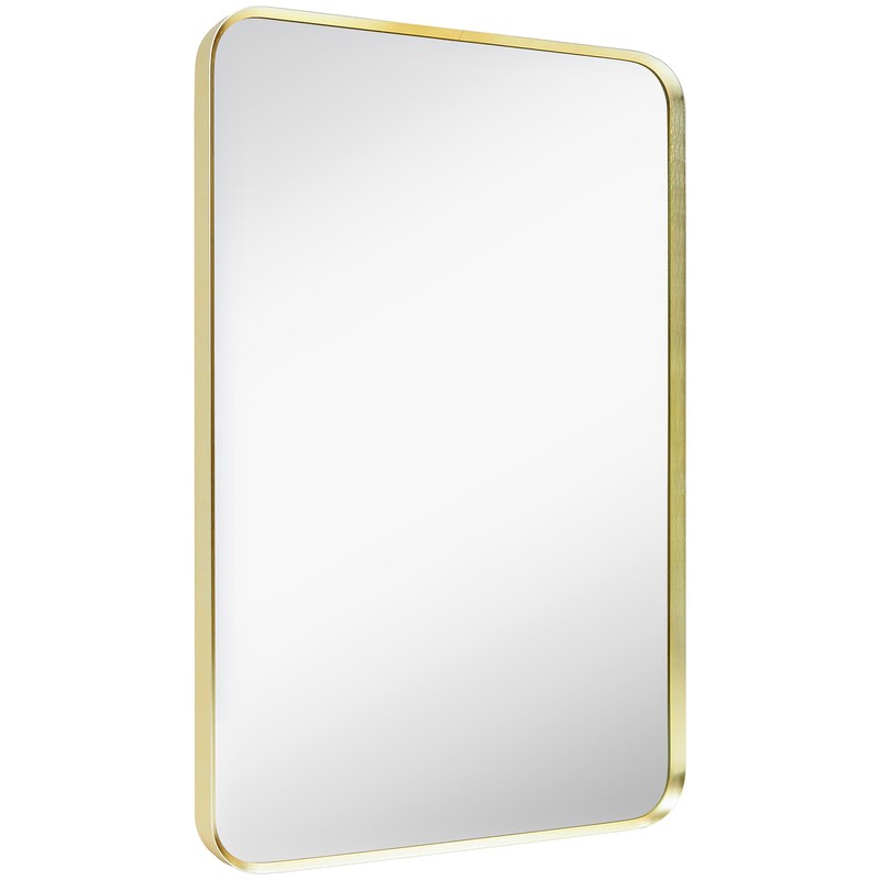 Minuover Wall Mount Mirror for Bathroom, Brushed Gold Metal Framed