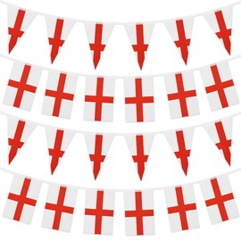 2 Pack England Flag Bunting,UK 2022 World Cup England Rectangular and Triangle Flag Bunting Banner,Total 60 Pcs 65ft Union Jack Flag String Indoor Outdoor Banner for National Day Party Decoration