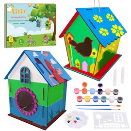 Ainiv Children's Bird House Construction Kit, 2 Pieces Outdoor Wooden Bird House, DIY Bird Feeder Toy Gifts for Boys Girls, Bird House Construction Kit, Wooden Bird House Puzzle Making Set