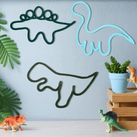 RattanView 3 Pcs Dinosaur Wall Decor Boho Nursery Wall Decoration 3 Size Woven Macrame Decoration Dinosaur Room Decor for Nursery Living Room Bedroom