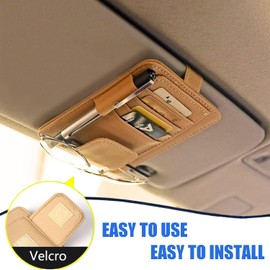 AIXIMA Glasses Holder for Car Sun Visor, Car Glasses Holder, Universal Sunglasses Holder Clip Visor Accessories, for Storing Sunglasses Card Pen Bill (Beige)
