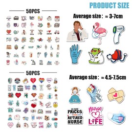 Pack of 100 Doctor and Nurse Stickers, Graffiti Stickers, Creative Decorative Stickers, Can Be Used to Decorate Motorcycles, Skateboards, Bicycles, etc.
