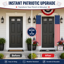 American Flag Hanging Banner for Patriotic Decor – Polyester Porch Sign for Independence Day & National Events