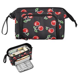 KOPIRIT Red Cherries Pencil Case Pouch Big Capacity Pencil Bag Box Organizer Pen Case Pencil Pouch Aesthetic with Handle for Boys Girls Kids Women School College
