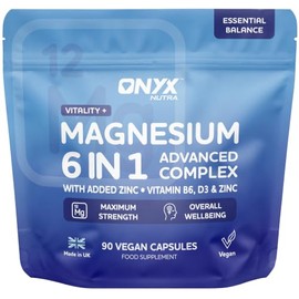 Magnesium 6-in-1 Complex 2320mg with B6, D3 & Zinc – 6 High-Absorption Forms: Glycinate, Citrate, Taurate & Malate – 90 Vegan Capsules – Magnesium Supplement for Women & Men - UK Made