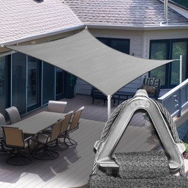 ShadeMart Heavy Duty 16' x 22' Beige Sun Shade Rectangle Pro Ring Shade Sail, 260 GSM Commercial Grade UPF50 Sunshade, Reinforced Corners & Edges - 5 Years Warranty (We Make Custom Size)