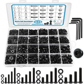 SATANTECH 1625PCS Screws Bolts and Nuts Assortment Kit, M2 M3 M4 M5 Nut Bolt Assortment with Lock & Flat Washers, Grade 10.9 Alloy Steel Hex Socket Head Screws Nuts and Bolts Assortment Kit