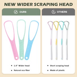 Tongue Scraper Cleaner PETA Approved Vegan Natural Eco Fiber Material 100% BPA Free Tongue Scrapers for Oral Care & Hygiene - 3 Count