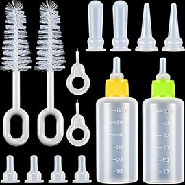 16 Pieces Pet Feeding Bottle Kit Kitten Bottles Kitten Milk Replacer Puppy Milk Feeder with Replacement Nipples Puppy Feeding Bottles for Newborn Small Animals Nursing Supplies (Yellow, Green)