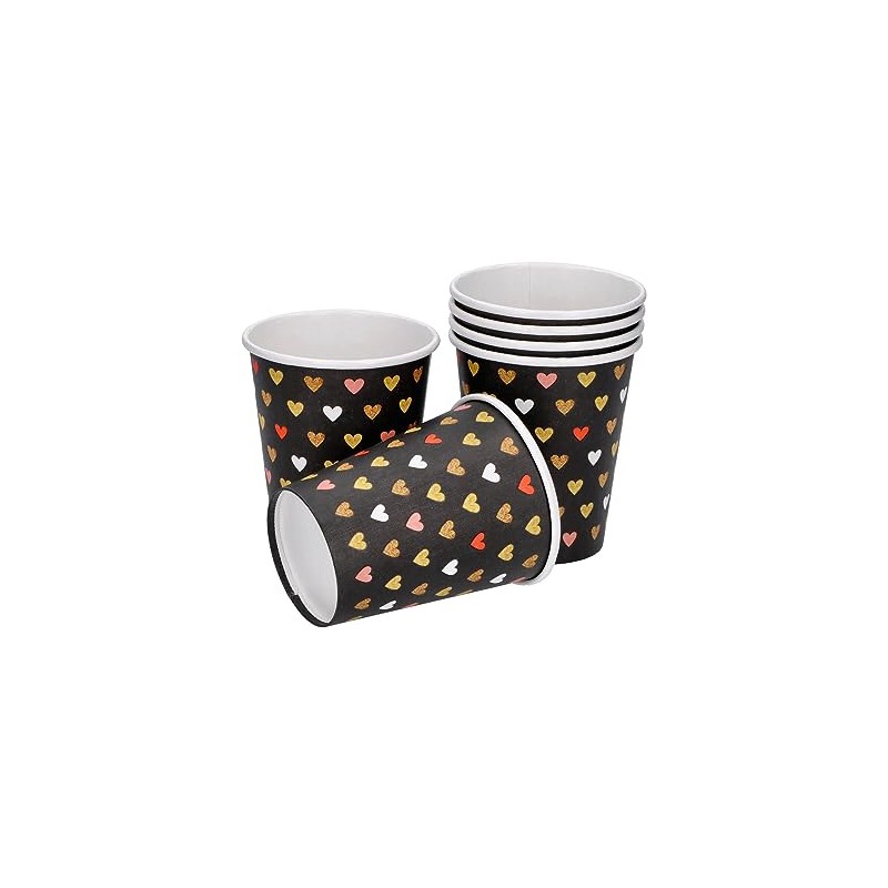 Farbe Xoxo Black Paper Cups (Pack of 6) 250 ml