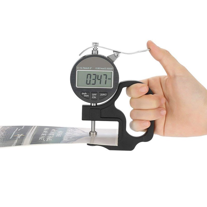 Digital Display Paper Leather Fabric Thickness Gauge Measuring Tool Range