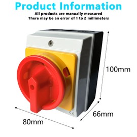 Main Switch Circuit Breaker: 25A 4-Pin Rotary Switch Off Switch IP65 Repair Switch with Housing Separation of Power Supply for Connecting Switches and Disconnecting Small Circuits