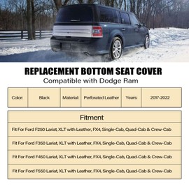 SecosAutoparts Driver Side Bottom Replacement Seat Cover Black #HB or EB Compatible with Ford F250 F350 F450 F550 Lariat XLT 2015 2016 2017