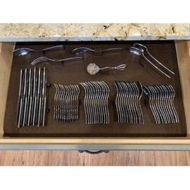 Silverware Drawer Lining Kit in Brown - Holds 70 Pieces
