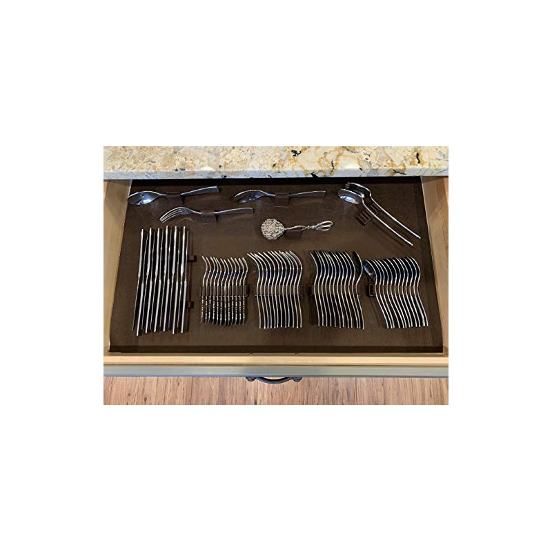 Silverware Drawer Lining Kit in Brown - Holds 70 Pieces