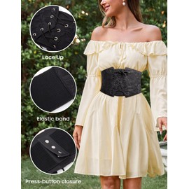 GRACE KARIN Women's Black Corset Belt Corset Waist Cincher Belt Underbust Corset Black L