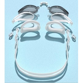 [AX] Swimming Goggles, Swimming Goggles, Water Glasses (S-1.50 - S-5.00), Nose Belt, 3 Sizes, Unisex, One Size Fits All (White, -4.0)