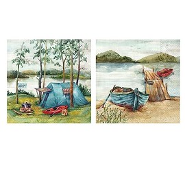 Lake Themed Party Napkins 40 Count | 2 Packs of 20CT Cocktail Napkins in Tim & Jan Designs