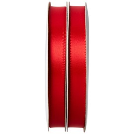 Offray 453900 3/8" Wide Single Face Satin Ribbon for Gift Wrapping, Decoration, and Crafts, Two Pack of 6-Yard Spools, Red