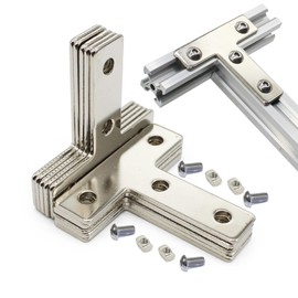 10 Sets Aluminum Extrusion T Brackets 10Pcs 2020 Aluminum Profiles Joint Brackets Plate Connector with 40Pcs M5 T Slot Nuts and Bolts for T Slot Rail 2020 T Slot Aluminum Extrusion
