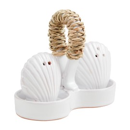 Mud Pie Sea Salt and Pepper Set, assembled 4 1/4" x 5", WHITE