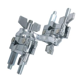 TUOREN Dual Drum Clamp 360° Rotating Multi Clamp Metal Double Hole Drum Set Mounting Clamp for Cowbell Cymbal Holders Percussion Tom Mounting Arms Fit 3/8'' to 5/8" Rods