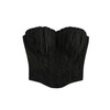 WDIRARA Women's Textured Asymmetrical Crop Tube Top Strapless Bustier Tops