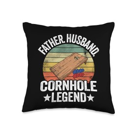 Funny Bean Bag Toss & Cornhole Gifts For Men Father Husband Legend Dad Corn Hole Funny Cornhole Throw Pillow, 16x16, Multicolor