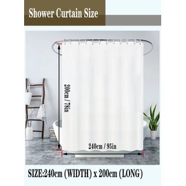 Tennove Shower Curtain Mould Resistant 240x200cm Drop Plant Leaves Bathroom Curtain Waterproof Polyester Fabric Wet Room Bathtub Shower Curtain,Weighted Hem