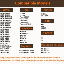 Ear Pads for Sony Headphones 70MM Earpads Replacement Ear Cushions Compatible with Sony MDR-ZX110 ZX110NC ZX310 ZX330BT WH-CH500 CH510 CH520 V150 V250 JBL Tune 510BT 500BT 450BT 660NC 600BTNC (2 Pack)