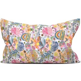Lavender Blossom Scented Pillow 30 x 20 cm Organic Cotton "Flower Power" + Organic Lining - 100% Pure Lavender + Organic Spelt Husks