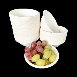 8 oz Disposable Paper Bowls, Heavy Duty Compostable Sugarcane Bowls Bulk for Hot Cold Food, Biodegradable Snack Salad Bagasse Bowls for Soup Ice Cream Desserts Cereals Pet Food ( White,100 Pack)