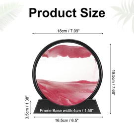 PATIKIL Moving Sand Art Liquid Motion, 7" Round Glass 3D Moving Sand Art Pictures Display Frame for Relaxing Office Home Desktop Decor, Pink(Black Frame)