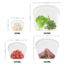 KVK Reusable silicone bag 4 Pcs Food Grade Storage Bag Cook Store or Freeze Dishwasher-Safe Leakproof for easy cleaning not easily worn Eco-friendly 70 Oz