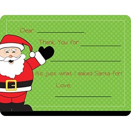 Script and Scribble Cheerful Santa Fill-in Thank You Note Cards for Kids, 5.5" X 4.25" Notecards with White Envelopes