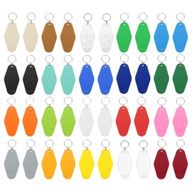 QUARKZMAN Pack of 40 Keychains, Vintage Plastic Rhombus Motel Hotel Keyrings, Key Rings for DIY Crafts (Mixed Colours)
