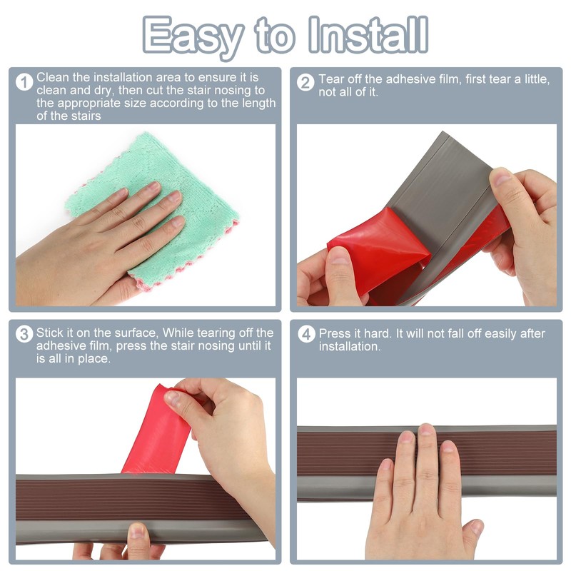 uxcell 3.2Ft PVC Stair Nosing, L-Shape, Non-Slip, Coffee/Grey