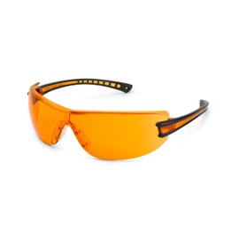 Gateway Safety 19GB77 Luminary Wraparound Eye Safety Glasses with Temple Technology, Orange Lens, Black Temple, Orange Inset