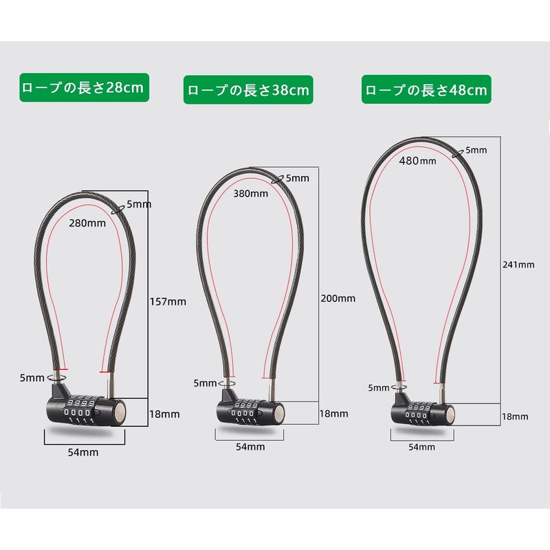 YAVINCOL 3pcs Wire Lock Door Lock Padlock Wire Padlock Dial