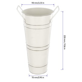 KINJOEK 8 PCS 9 Inch Galvanized Metal Flower Vases, Rustic Farmhouse French Flower Bucket Pots with Handle, Tall Galvanized Metal Vases for Centerpieces, Planter, Home Decor, Beige